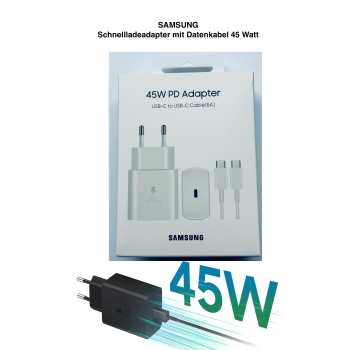 Samsung Schnellladeadapter mit Datenkabel USB Type-C, 45 Watt 1m weiss